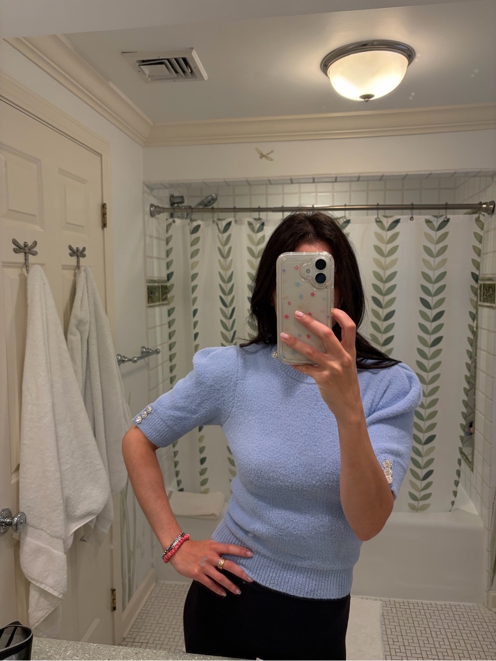 ZARA Light Blue Rhinestone Sweater - Picture 6 of 6